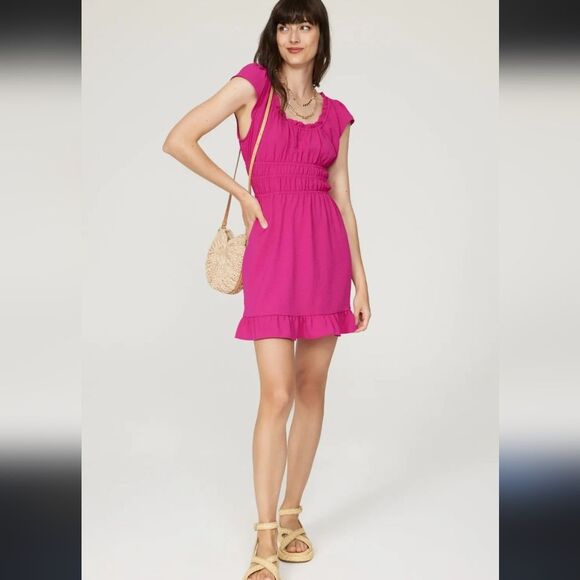 MSRP $275 Louna Pink Smocked Mini Dress RTR flawed - Picture 2 of 16